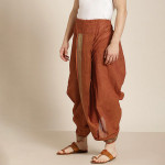 Men Rust Brown Solid Cotton Dhoti Pants