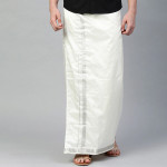 Men Off-White Solid Veshti With Woven Border