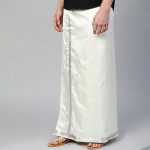 Men Off-White Solid Veshti With Woven Border