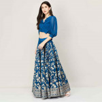 "BIBA Women Ruffled Blouse with Floral Printed Lehenga "