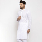 Men White Embroidered Kurtas