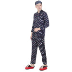 Navy Blue Printed Sleepwear Set (Get Free Face Mask Inside)