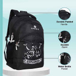 Sassie Adventure Series 25 litres Black School Bag | Casual Backpack for Boys & Girls, Kid's Backpack