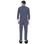 Navy Blue Printed Sleepwear Set (Get Free Face Mask Inside)