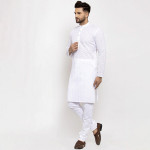 Men White Embroidered Kurtas