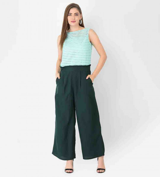 Boat Neck Color Block Full Leg Jumpsuit