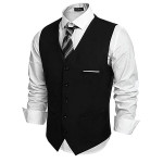 Men Slim Fit Cotton Blend Waistcoat Half Jacket