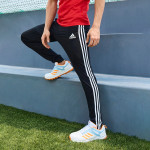 Men Black & White 3 Stripes SJ TO Tapered Fit Solid Sustainable Track Pants