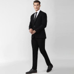 Men Black Solid Slim Fit Single Breasted 2 Piece Suits