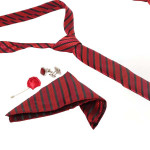 " Men Accessories Set-Tie Cufflinks Pocket Square Brooch Suit"