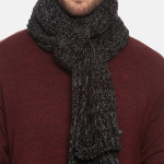 Men Black & Grey Patterned Muffler