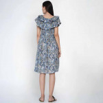 Women Blue Ethnic Motifs Maternity Midi Dress