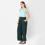 Boat Neck Color Block Full Leg Jumpsuit