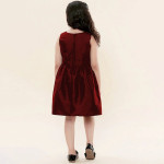 A T U N Maroon & Gold-Toned Sequins Bow Fit and Flare Dress