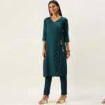 Striped Kurta Pant Set With Dupatta