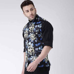 Hangup Men's Printed Cotton Nehru Jacket/ waist coat , color Black. Size 38 (120APrintedNehru)