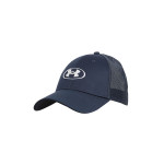 Men Navy Blue & White Brand Logo Detail Blitzing Trucker Snapback Cap