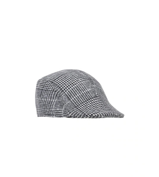 Men Grey Checked Ascot Cap