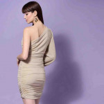 Gold-Toned One Shoulder Bodycon Dress