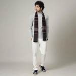 Men Charcoal Grey Striped Design Muffler