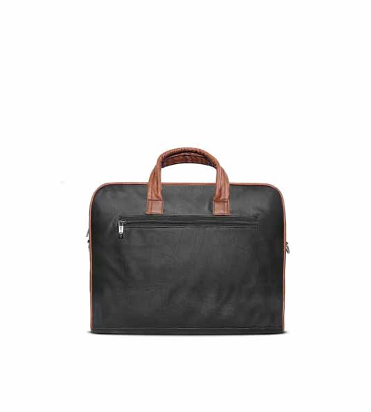 Unisex Black & Brown Textured Laptop Bag