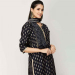 "Women Embroidered Three-Quarter Sleeves Kurta with Straight Pant and Dupatta "