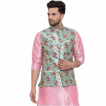 KRAFT INDIA Men's Stylish Silk Printed ONLY Nehru Jacket