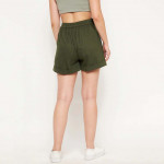 Women Olive Green High-Rise Cotton Outdoor Shorts